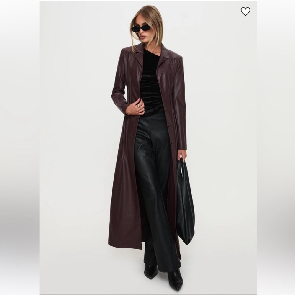 Princess Polly Dark Burgundy Trench Coat